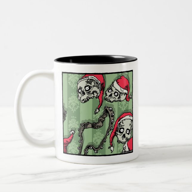 Jingle Skulls - Pop Goth Holiday Surreal Two-Tone Coffee Mug (Left)