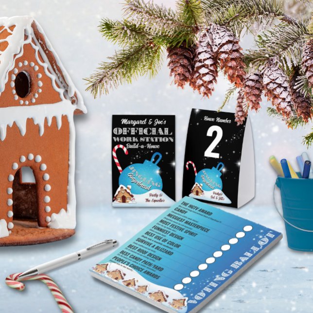 Jingling Gingerbread Voting Ballot Note Pad Blue (Listing for voting ballot pad only, Work Station Table Tent sold separately in this collection.)