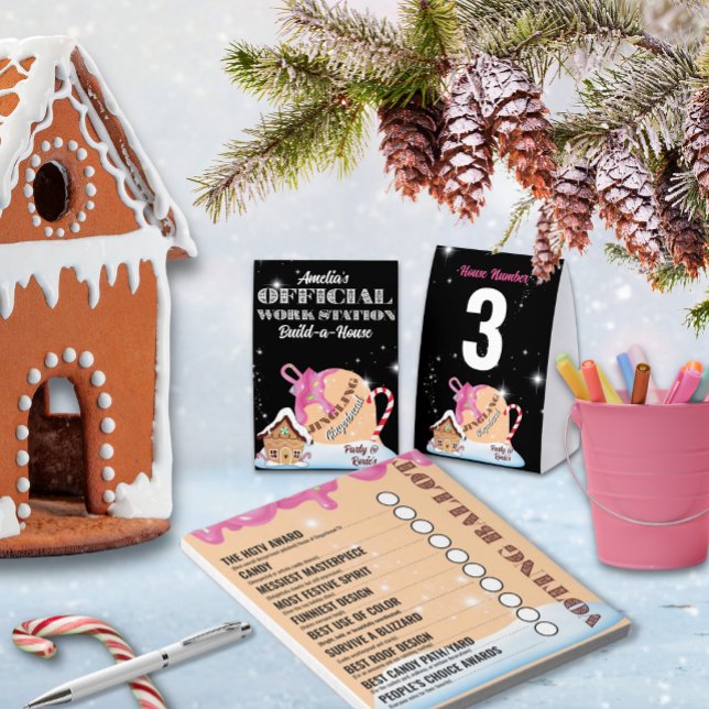 Jingling Gingerbread Voting Ballot Note Pad Pink (Listing for Voting Ballot Pad only, Workstation Table Tent is sold separately in this collection. )