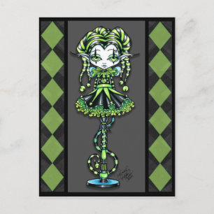 Jinxy Harlequin Pixie Stick Jester Fae Postcard
