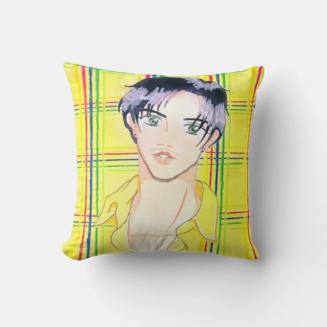 Jiremi in Plaid Pillow (Front)