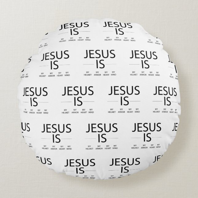 JISMHMAMHMM Pattern {All Black} Round Cushion (Front)