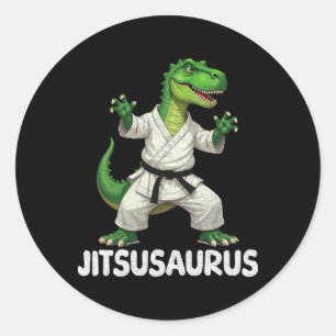 Jitsusaurus Dinosaur Karate Martial Arts Fun Enthu Classic Round Sticker