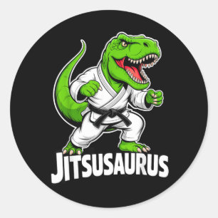Jitsusaurus Funny Dinosaur Green T-rex Brazilian Classic Round Sticker