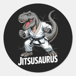 Jitsusaurus Funny Dinosaur T-rex Brazilian Jiu Classic Round Sticker
