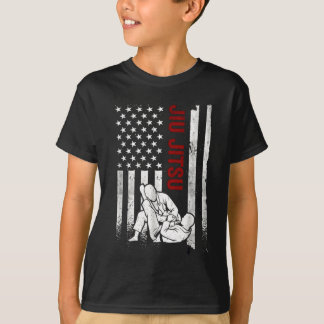 Jiu Jitsu American Flag Distressed USA Patriotic T-Shirt