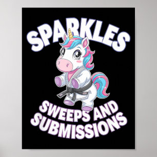 Jiu Jitsu and Unicorn - Cute BJJ Grappling Poster