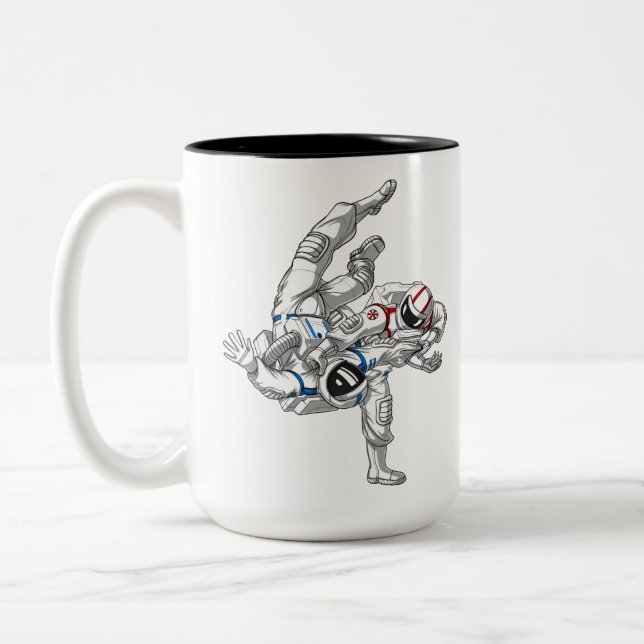 Jiu-Jitsu Astronauts Two-Tone Coffee Mug (Left)