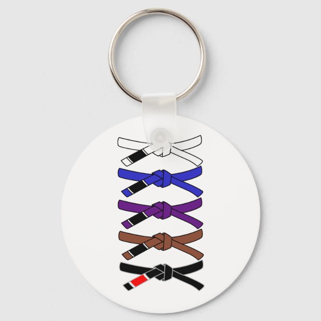 Jiu Jitsu Belts T-Shirt Key Ring (Front)