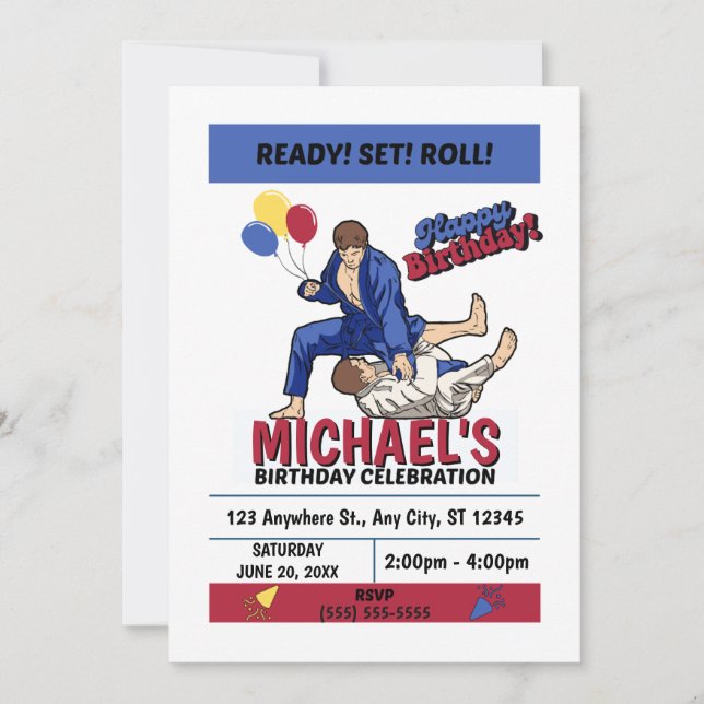 Jiu Jitsu Birthday Party Invitation (Front)