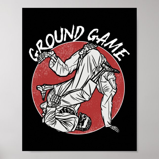 Jiu Jitsu Bjj Ground Game Retro Vintage Poster (Front)