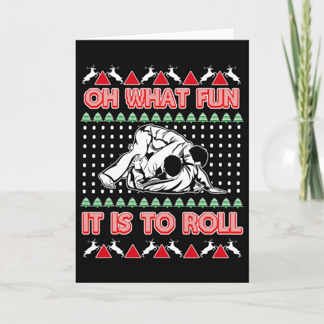 Jiu Jitsu Bjj Ugly Christmas Sweater Mma Funny Xma Card (Front)