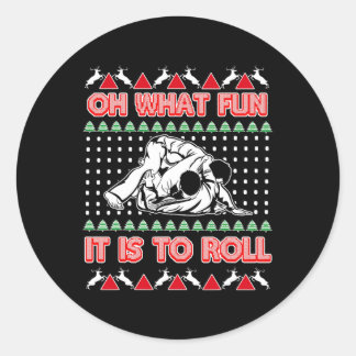 Jiu Jitsu Bjj Ugly Christmas Sweater Mma Funny Xma Classic Round Sticker