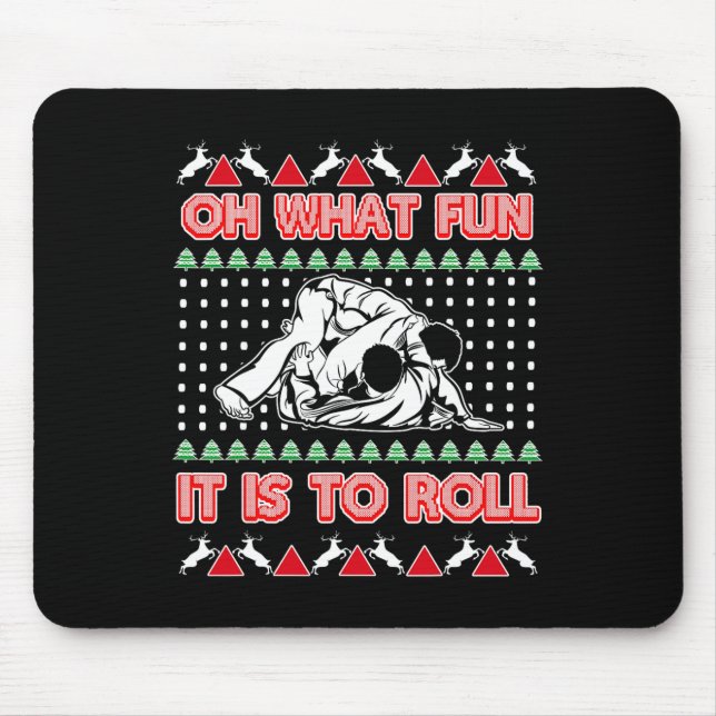 Jiu Jitsu Bjj Ugly Christmas Sweater Mma Funny Xma Mouse Mat (Front)