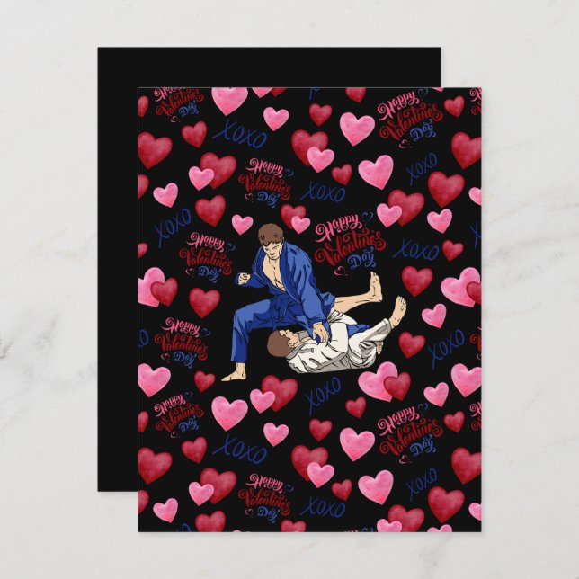 Jiu Jitsu BJJ Valentine’s Day Card in Black (Front/Back)