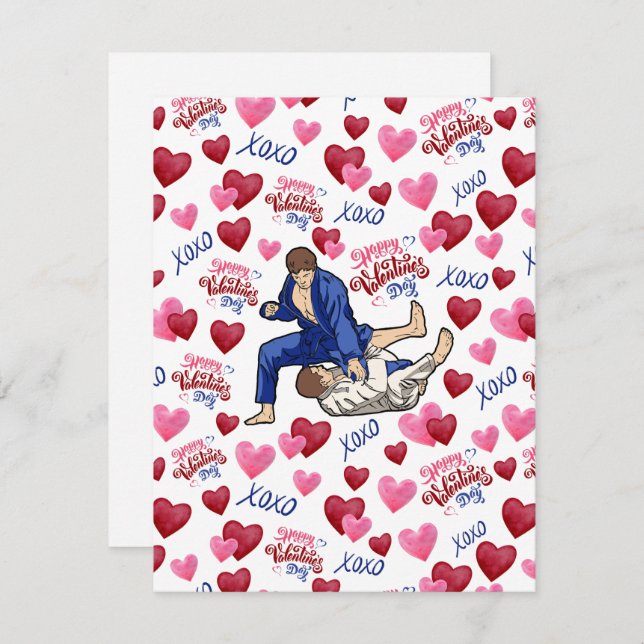 Jiu Jitsu BJJ Valentine’s Day Card in White (Front/Back)