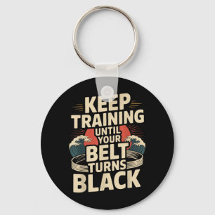 Jiu Jitsu Black Belt Retro Vintage Keep Training Key Ring