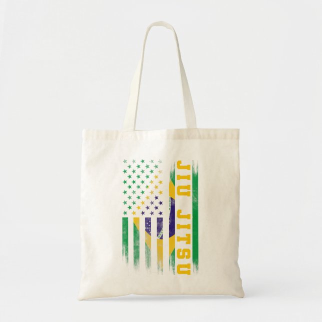 Jiu Jitsu Brazilian Bjj Brazil United States Flag. Tote Bag (Front)