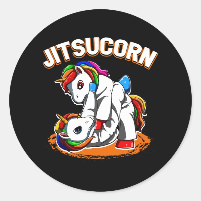 Jiu Jitsu Brazilian Unicorn Self Defence Judo Mart Classic Round Sticker (Front)