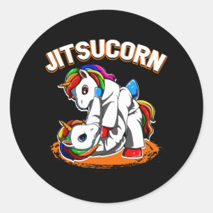 Jiu Jitsu Brazilian Unicorn Self Defence Judo Mart Classic Round Sticker