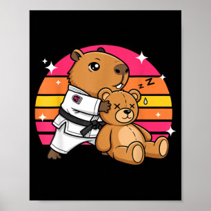 Jiu Jitsu Capybara Martial Arts Grappling Sunset Poster