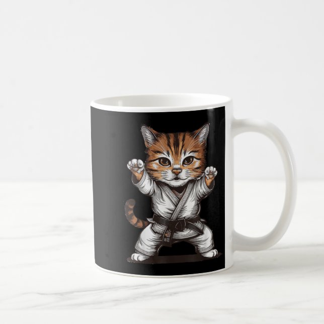 Jiu Jitsu Cat Coffee Mug (Right)