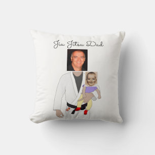 Jiu Jitsu Dad Custom Photos and Handwritten Text Cushion
