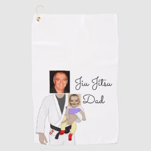 Jiu Jitsu Dad Custom Photos and Handwritten Text Golf Towel