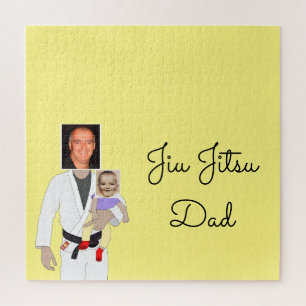 Jiu Jitsu Dad Custom Photos and Handwritten Text I Jigsaw Puzzle