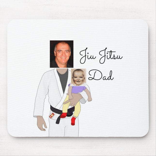 Jiu Jitsu Dad Custom Photos and Handwritten Text Mouse Mat (Front)