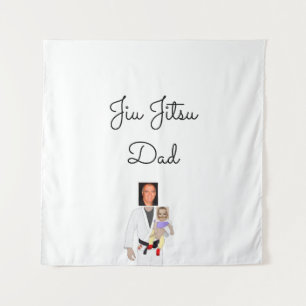 Jiu Jitsu Dad Custom Photos and Handwritten Text Tapestry