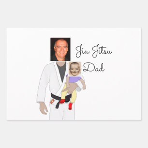Jiu Jitsu Dad Custom Photos and Handwritten Text Wrapping Paper Sheet