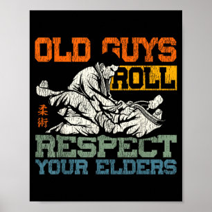 Jiu Jitsu Dad Father Coach Vintage Retro Old Guys Poster
