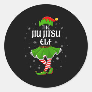 Jiu Jitsu Elf Christmas Family Girls Women Elf Squ Classic Round Sticker