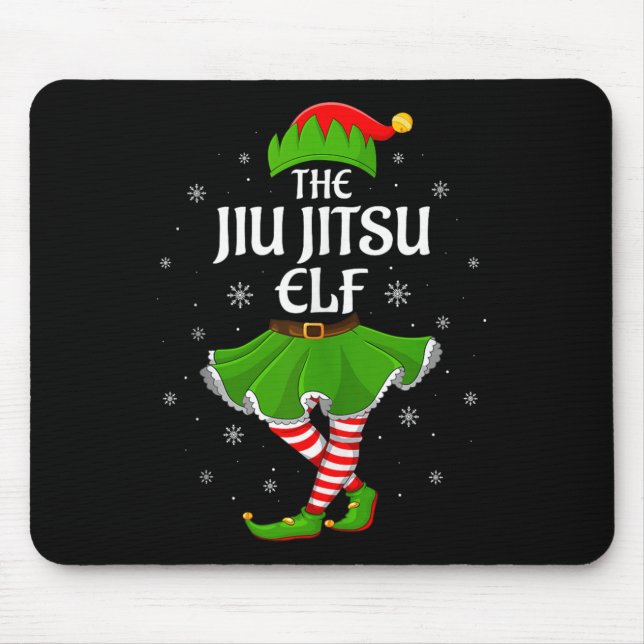 Jiu Jitsu Elf Christmas Family Girls Women Elf Squ Mouse Mat (Front)
