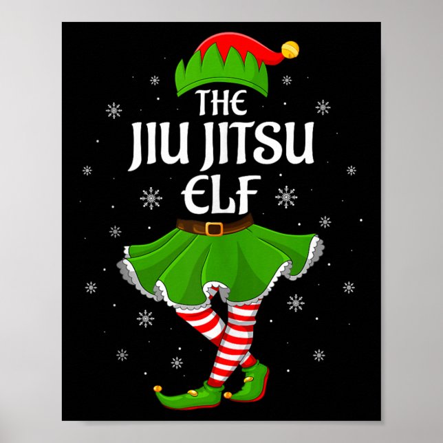 Jiu Jitsu Elf Christmas Family Girls Women Elf Squ Poster (Front)