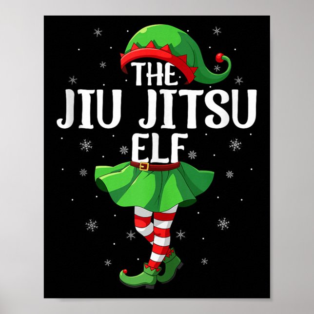 Jiu Jitsu Elf Christmas Girls Women Elf Squad Xmas Poster (Front)
