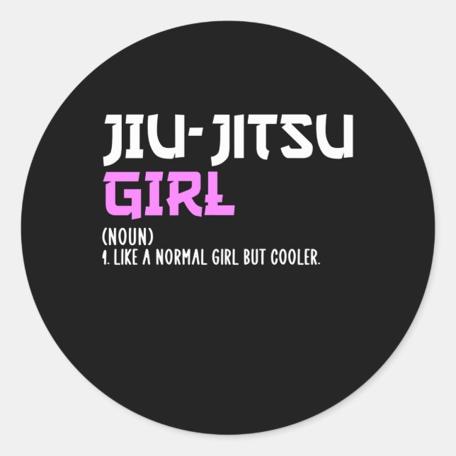 jiu-jitsu girl classic round sticker (Front)