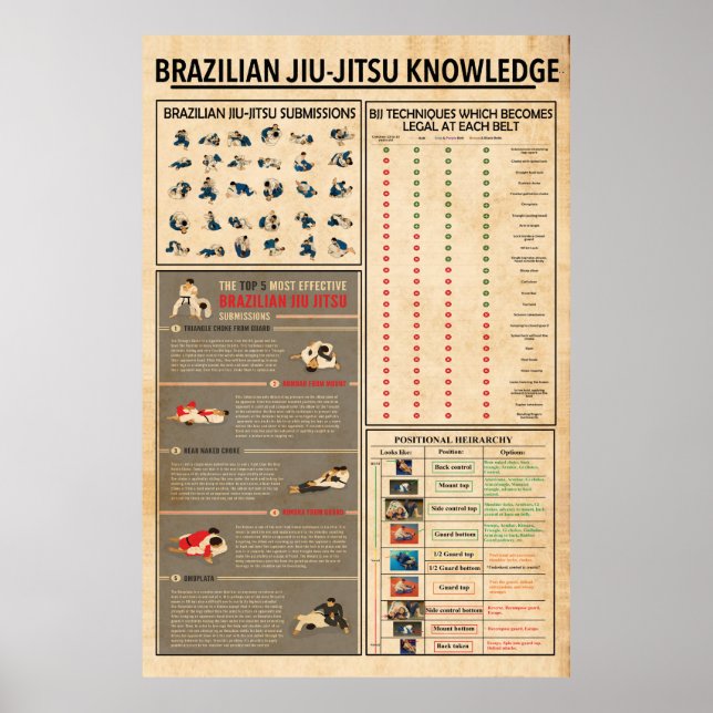 Jiu Jitsu Knowledge Poster, Jiu Jitsu Poster (Front)