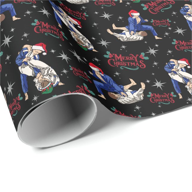 Jiu Jitsu Merry Christmas Gift Wrapping Paper (Roll Corner)