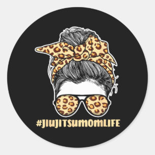 Jiu Jitsu Mum Life Leopard Print Bandanna Classic Round Sticker