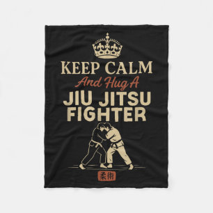 Jiu Jitsu Retro Vintage Keep Calm and Hug A Jiu Fleece Blanket