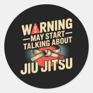 Jiu Jitsu Retro Vintage Warning May Start Talking Classic Round Sticker