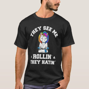 Jiu Jitsu Rollin   BJJ Grappling Unicorn T-Shirt