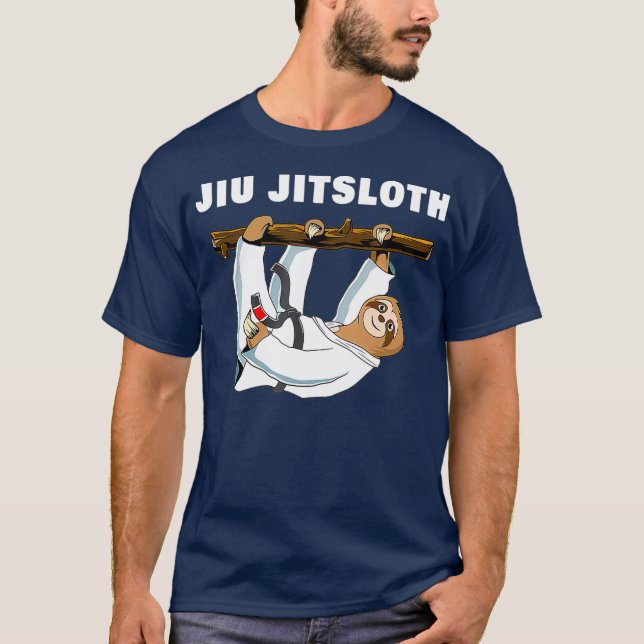 Jiu Jitsu Shirt Sloth Funny Black Belt Martial (Front)