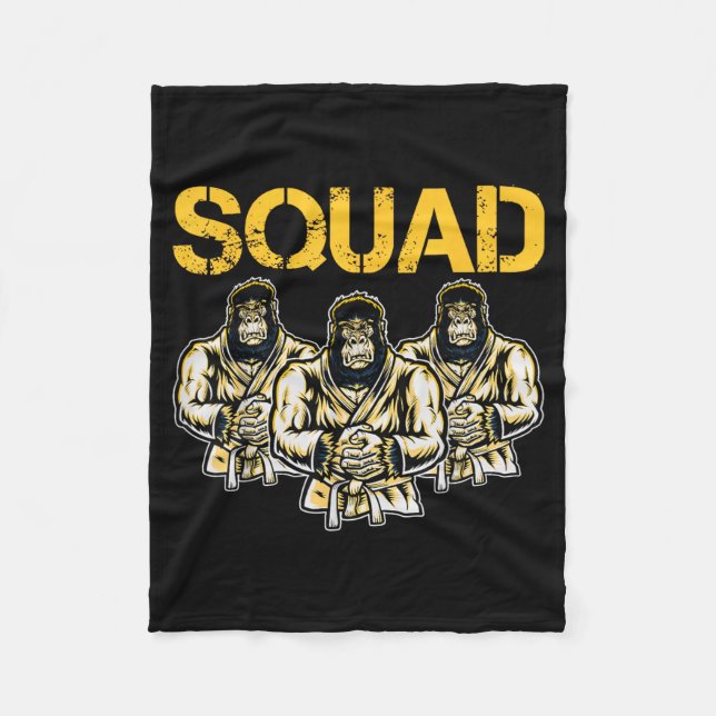 Jiu-Jitsu Squad Gorilla Team Funny Grappling Fleece Blanket (Front)