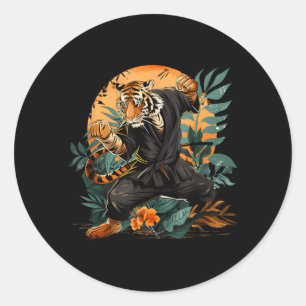 Jiu-Jitsu Tiger Nature Taekwondo Kickboxing Classic Round Sticker