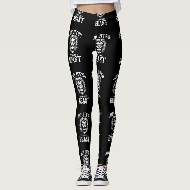 Jiu Jitsu Train Like a Beast BJJ MMA Leggings (Front)