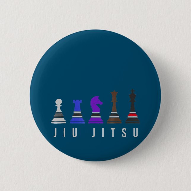 jiu jitsu training   chess, gift  bjj with text. 6 cm round badge (Front)