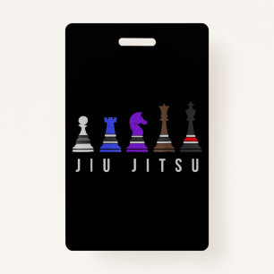 jiu jitsu training chess, gift bjj with text. ID badge